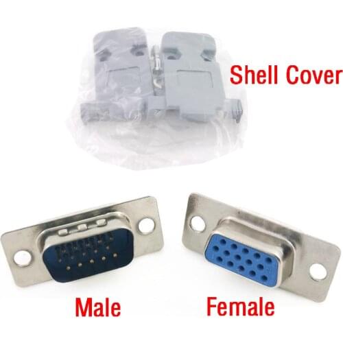 10PCS RS232 DB15 3 Rows Serial VGA 15 Pin Female 3 Rows Solder Type Plug D-SUB Male Plug Socket Connector