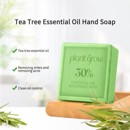 100g Tea Tree Essential Oil Soap Anti-Acne Mites Removal Pimple Pore Repair Skin Deep Cleansing Handmade Soap Body Care Soap