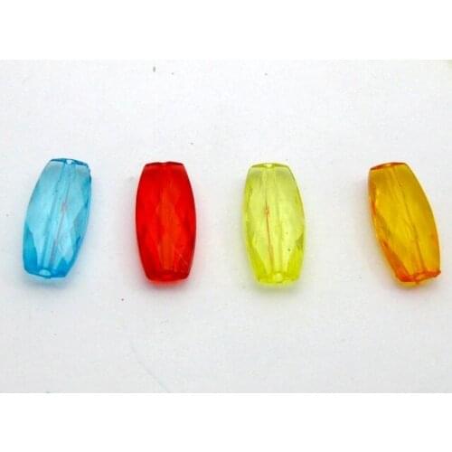 100 Mixed Colour Transparent Acrylic Flat Oval Tube Beads 18mm