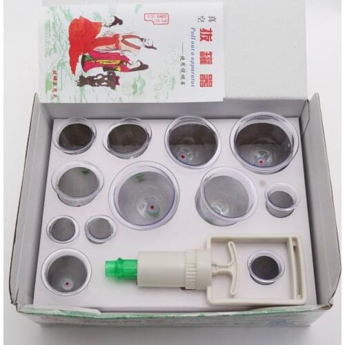 12 Cups Cupping Therapy Set Vacuum Suction Cup Pump ABS Thick 12 Cans Cupping Massage Cups Acupuncture Massager Health Care