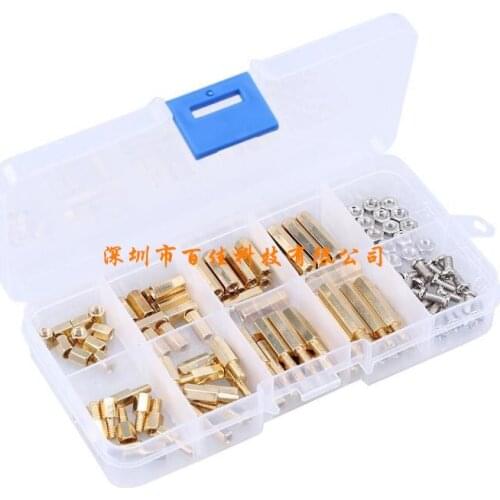 120pcs boxed M3 stainless steel screw nut brass hexagonal copper column isolation column spacer column combination