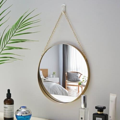 2021 Nordic Metal Wrought Iron Bathroom Mirror Bathroom Wall Mirror Vanity Mirror Decorative Mirror Fitting Mirror Round Mirror