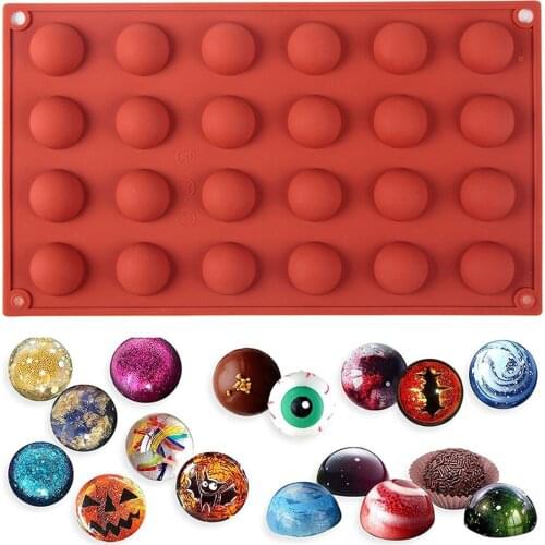 24 Half Ball Sphere Silicone Mold Round Cake Chocolate Pastry Bakeware Stencil Pudding Soap Candy Diy Decorating Cake