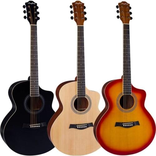 41 inch Full Size Acoustic Guitar 21 Frets Spruce Cutaway Professional Folk Guitarra for Beginners Adults Top Solid AGT383