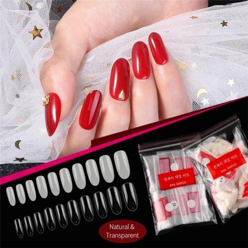 500pcs/Bag Ballerina Nail Art Tips Transparent/Natural False Coffin Nails Art Tips Flat Shape Full Cover Manicure Fake Nail Tips