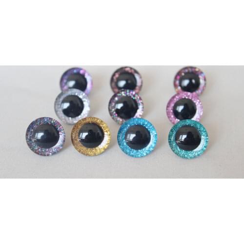500pcs/lot N10-9-12-14-16-20-24-30-35mm 3D glitter toy eyes + washer for woolen diy plush doll color option
