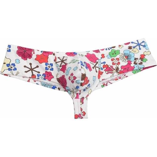 Fashion Flowery Sexy Pouch Bikini Mens Boxers Comfy Cotton Men Underwear Soft Underpants Smooth Boxer Shorts Male Undershorts