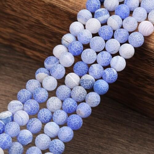 4 6 8 10 12MM Pick Size Natural Stone bead Blue Agates Round Loose Beads For Jewelry Making