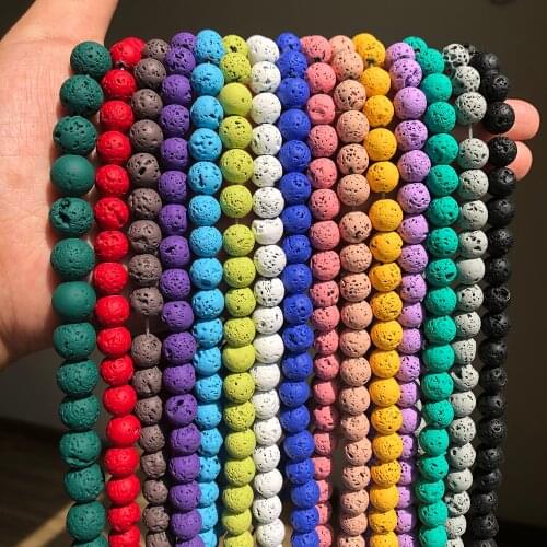 4-12mm Multicolor Natural Lava Stone Volcanic Rock Beads Pearls Bracelets Necklace For DIY Jewelry Making Accessories Supplies