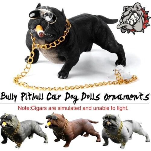 Black/White Cool Sunglasses Smoking Big Golden Chain Domineering Dog Model Vicious Dog Car Decoration Styling With Non-Slip Pad