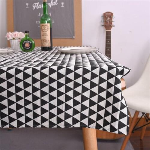 Black White Grey Geometric Tablecloth Simple Nordic Cotton Linen Home Dinner Decor Multipurpose Cover