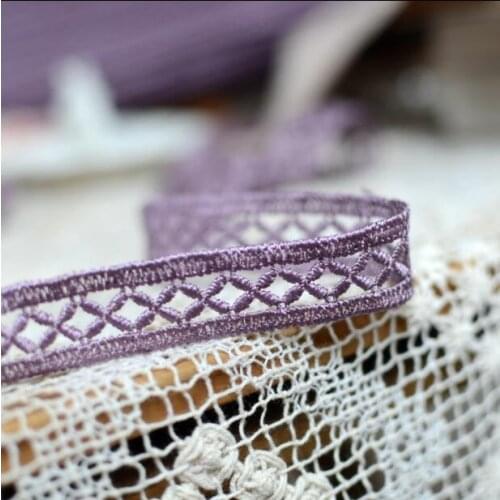 5 Meters Flowers Lace Trim Floral Embroidered 2017 New Purple Polyester Handmade DIY Sewing Crafts 1.5cm Width