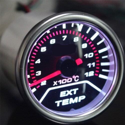 DC 12V 52mm EXT EGT Car Auto Exhaust Gas Temp Gauge With Sensor Smoke Lens Car Exhaust Temperature Meter White LED