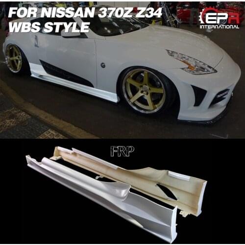 For Nissan 2009 On 370Z Z34 WBS Style Fiberglass Side Skirt FRP Fiber Glass Door Step Cover Set Tuning Splitter Lip Drift Kit