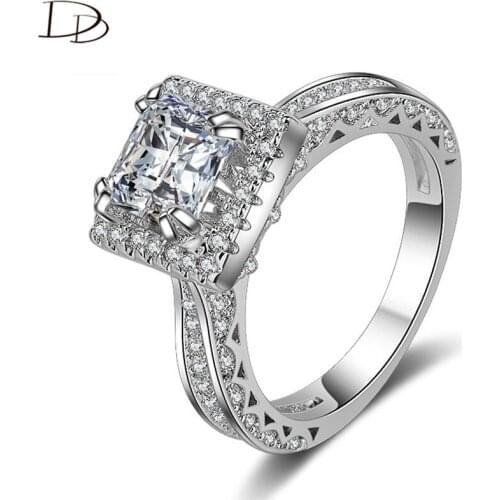 DODO Elegant Big Square Rings Wedding Engagement AAA Zircon Rings For Bridal Fashion Tower Design Luxurious Anillos Women Dm053