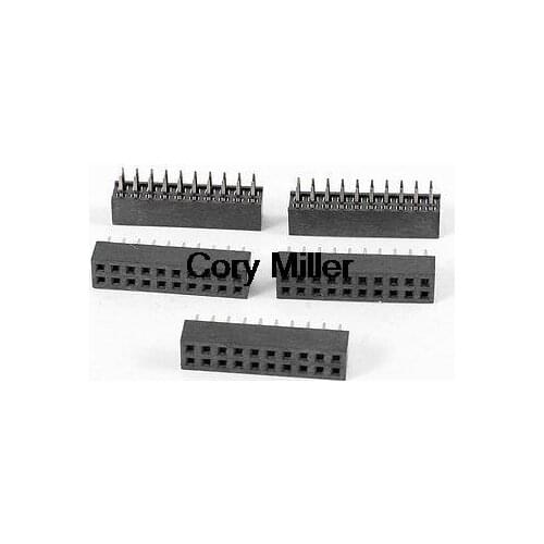 2mm Pitch 20 Pins Dual Row Female Pin Header Strip Black