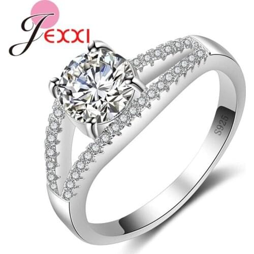 Hot 5 Colors Geometric Design Women Cubic Zirconia Rings Fashion 925 Sterling Silver Wedding Engagement Ring For Brides