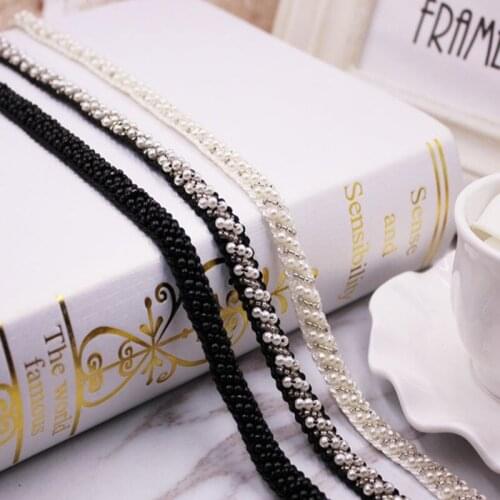 10 yards Artificial Pearl Beaded Lace Trim High Quality Costume Wedding Dress Belt Jewelry Design Handmade DIY Sewing Supplies