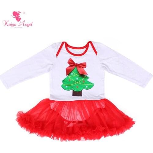 Kaiya Angel Baby Girl Clothes Christmas Long Sleeve Bodysuit With Tulle Newborn Baby Bodysuit 0-24M Wholesale 5pcs/lot