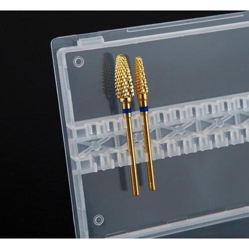 Clear Plastic Nail Drill Bits Storage Box Stand Display Slots Organizer Container Manicure Professional Tools Case Slots 14 I3B7