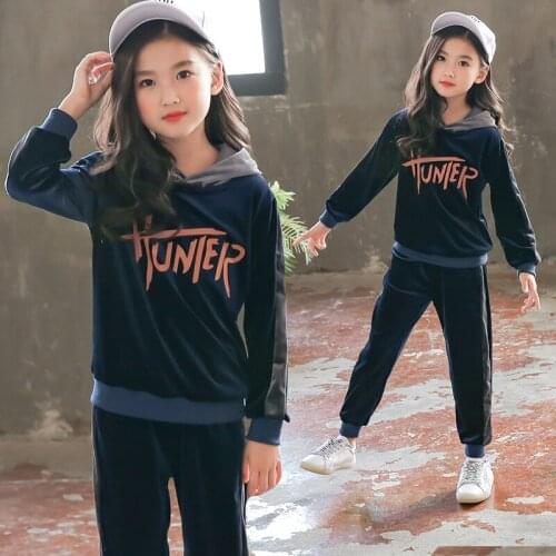 Clothing Set Girls Clothes Golden Velvet Kids Hoodies Pants Kids Tracksuit For Girls Clothing Sets Sport Suit 4 6 8 10 12 Years