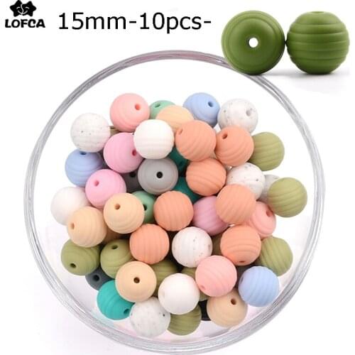 LOFCA 15mm 10pcs Silicone Beehive Beads Baby Teething Round Food Grade Spiral Beads DIY Threaded Silica Beads Baby Teethers
