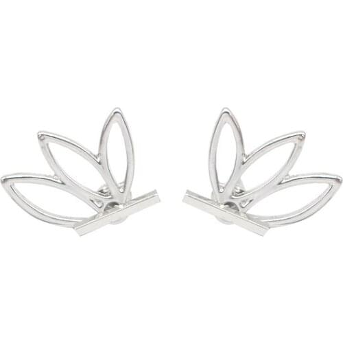 Hollow Lotus Earrings For Women Fashion Individuality Plant Stud Earrings Simple Metal Gold Flower Female Earring Brincos