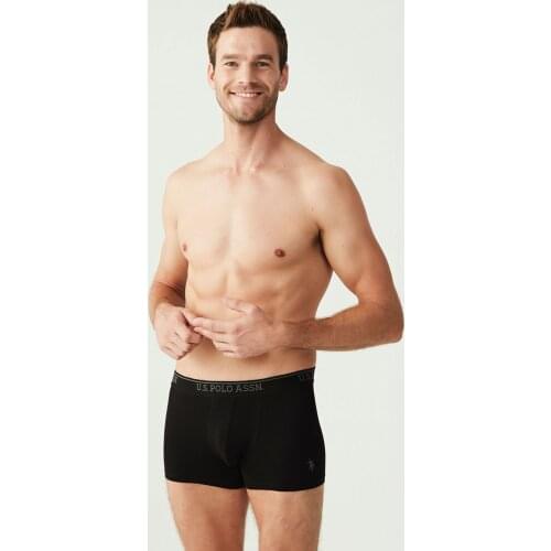 Mens Boxer Triple Pack Black-Anthracite-Navy Blue Formal Licensed Original Product Cotton Body-Hugging Flexible Casual Underwear Turkish made in