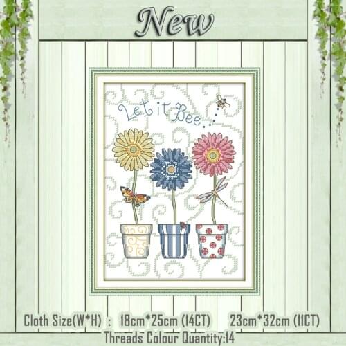 Three basin flower diy decor painting counted print on the canvas DMC 11CT 14CT kits NKF Cross Stitch embroidery needlework Sets