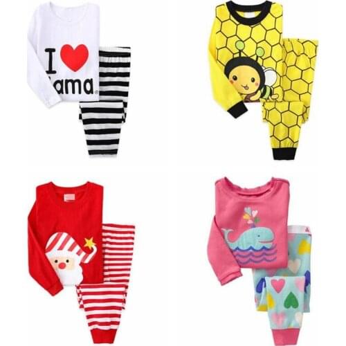 Newest Boys Girls Cartoon Pijamas Suits Kids Pyjamas Children Clothing Long Sleeved Baby Sleepwear Pajama Sets