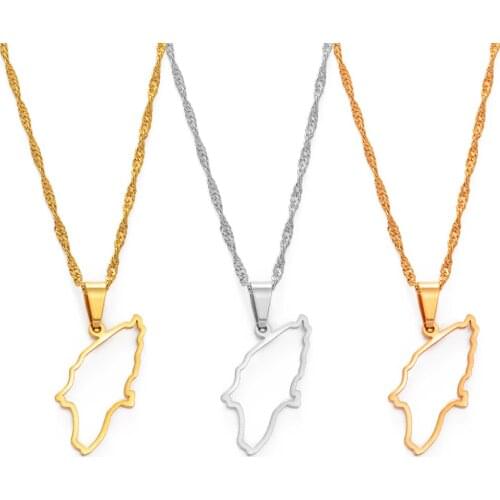 Anniyo Greek Island Rhodes Map Pendant Chain Necklaces Gold Color / Silver Color Moroccan Jewelry #153821