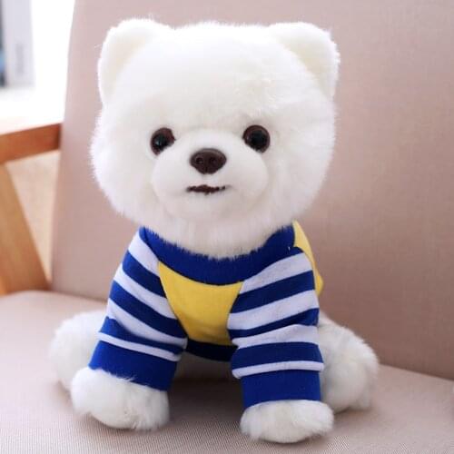25cm Cute Wearing Clothes White Pomeranian Simulation Plush Toy Dog Stuffed Pillow Kids Sleeping Accompany Doll Christmas Gift