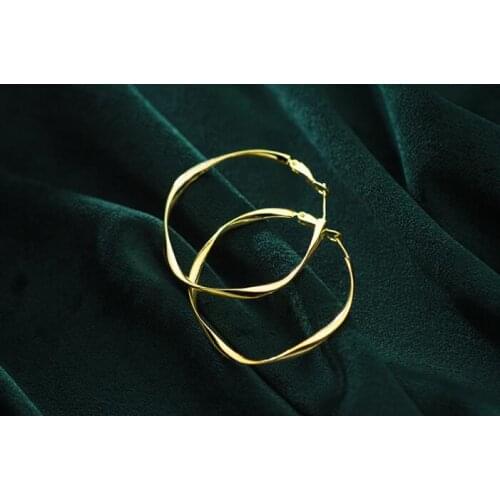 Authentic 925 Sterling silver Mobius Wave Big earrings Geometric Hoop Huggie Earrings jEWELRY TLE815