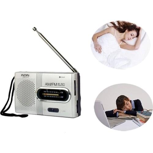 Mini Portable Radio Handheld Dual Band AM FM Music Player Speaker with Telescopic Antenna Outdoor Radio Stereo