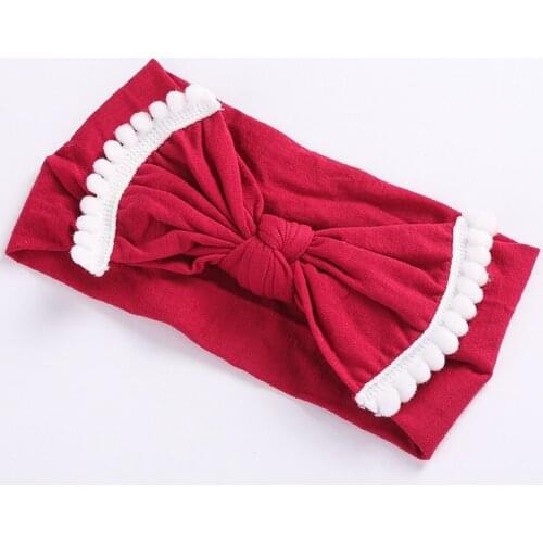 Drop Shipping Baby Girls Nylon Headbands Handmade Toddlers Cotton Lace Bows Head Bands Super Soft Wide Cloth Hair Accessories