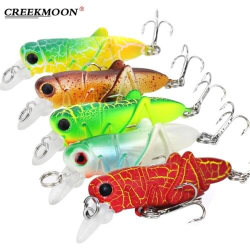 5Pcs Grasshopper Fishing Lure 55mm3.7g Hard Bait Insect Cricket Minnow Swimbait Lifelike Insects Wobbler Artificial Baits Bass