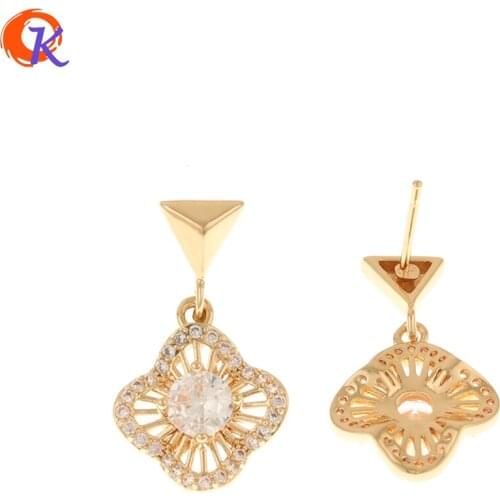 Cordial Design 30Pcs 13*23MM CZ Earrings Stud/Jewelry Accessories/Flower Shape/Earring Findings/Hand Made/DIY Jewelry Making