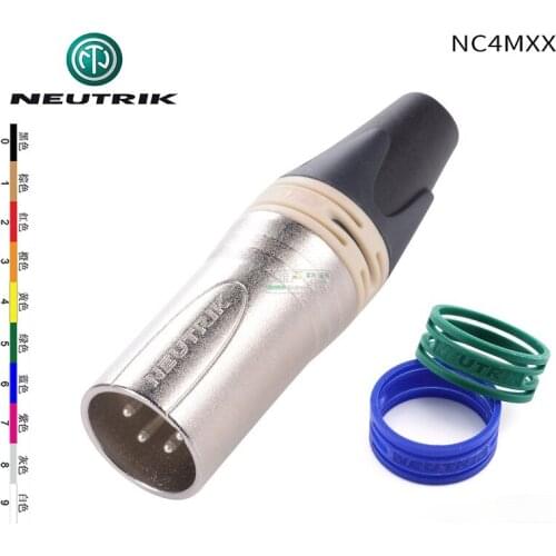 Swiss NEUTRIK NC4MXX four-core XLR cannon male plug For HD650 headset with color ring
