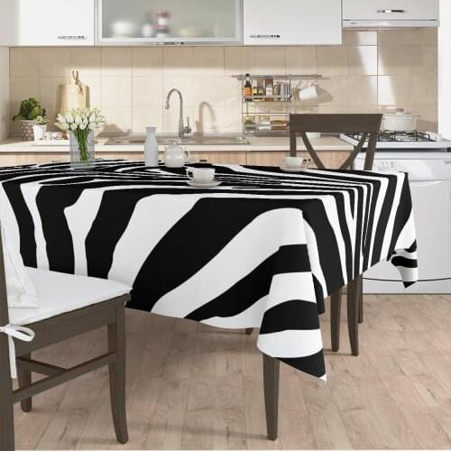 Tablecloth living room kitchen cover runner pattern white black zebra pattern micro fabric cover free shipping