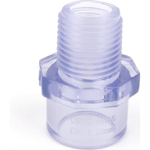 10pcs/lot 20mm To 1/2" Male Thread Transparent PVC Connector Aquarium Fish Tank Pipe Connectors Garden Irrigation Tube Joints