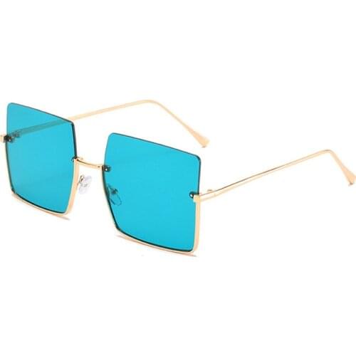 Classic Big Square Sunglasses Women Semi Rimless Eyewear Male Brand Vintage Sun Glasses Men Female Oculos Lunette De Soleil