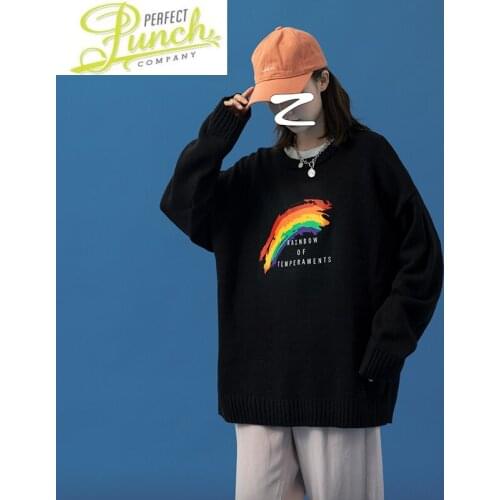 Sweater Women Korean 2021 Tops Female Winter Clothes Womens Rainbow Toppoies Japanese Fashion Sweaters Femme Chandails LXR1152