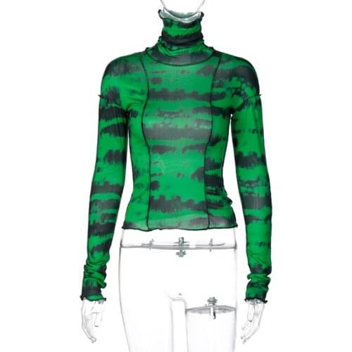 2021 Sexy Women Striped Patchwork Fashionable T-Shirt Turtleneck Long Sleeve Slim Tops Thin Goth Aesthetic Alternative Outfit