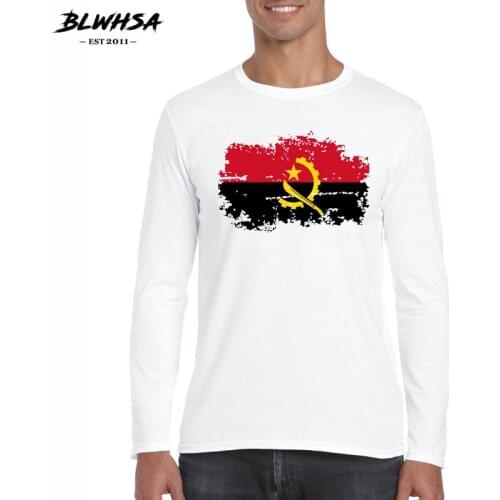 BLWHSA Angola Flag New Long Sleeve T Shirt Men Autumn Casual Male Streetwear Tshirt O-neck Brand Nostalgic Flag T-shirt