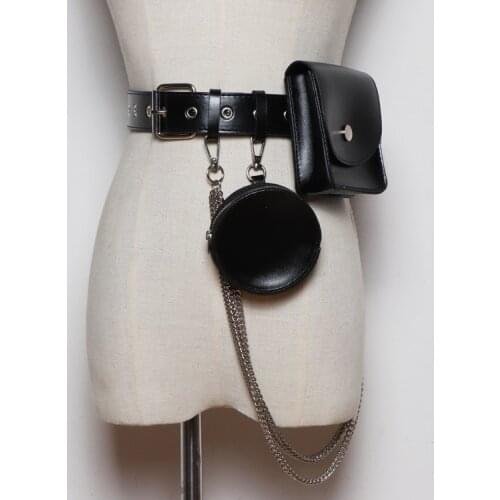 Adult Medieval Pouch Bag Women Pu Leather Belt Bag Viking Pirate Cosplay Metal Chain Accessory Halloween Retro Steampunk Props