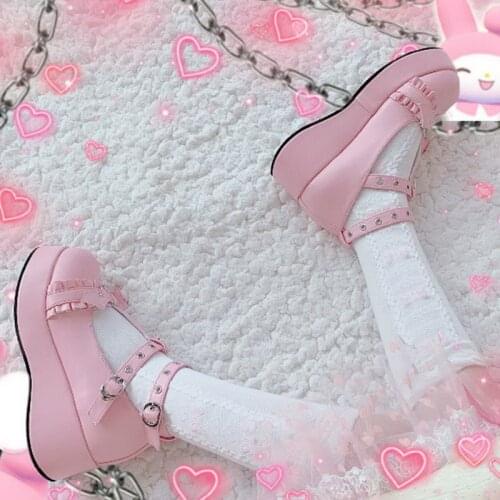 Gothic Cosplay Female Lolita Cute Womens Pumps Platform Wedges Shoes For Woman High Heels Pumps Sweet Sexy Comfortable Shoes