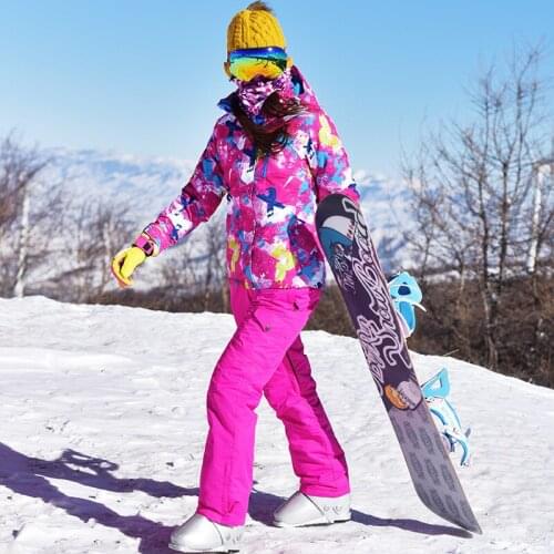 Cold-proof Wind-proof Waterproof -30 Women Ski Suit Snowboarding Set Winter Outdoor Sports Hooded Snow jackets+Pants Women Suit