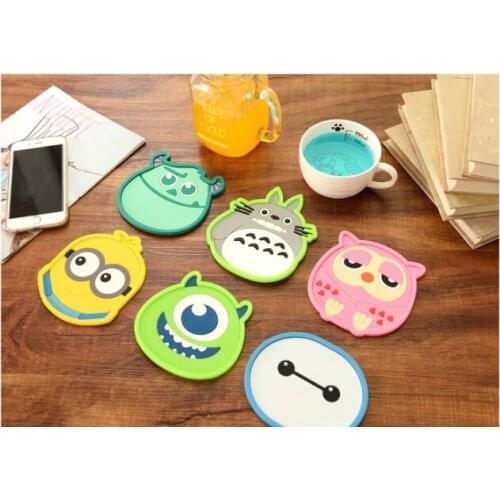1PC Silicone Coaster Insulation Mat Hot Sale Creative Cute Cartoon Cup Mat Free Shipping Cute Anime Silicone Coffee Mat LF 093