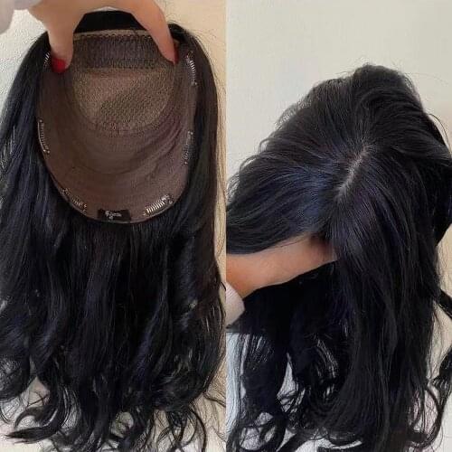 100% Unprocessed European Virgin Human Hair Topper for Jewish Women 6"X6" Silk Base Topper Kosher Sheitels Fine Hair Piece