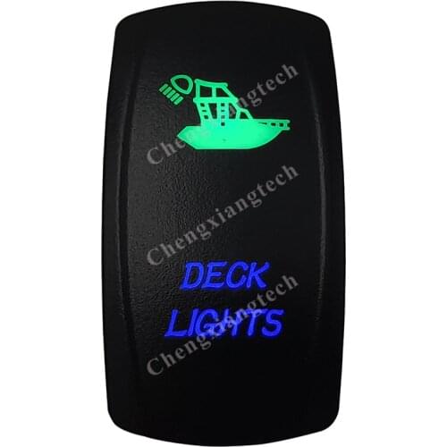 12v/24v Waterproof Marine Grade Boat Car 5P SPST ON-OFF Up Green & Down Blue Led Light Rocker Toggle Switch Deck Lights